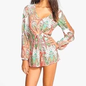 Filtre paisley long sleeve romper